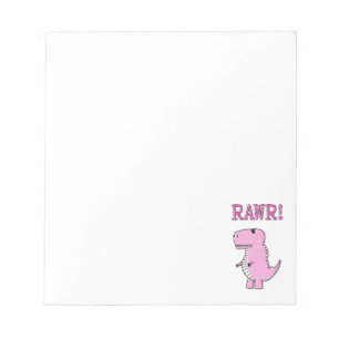 Bloco De Notas Dinossauro T-Rex, Cartoon Rosa, Bonito E Irritado