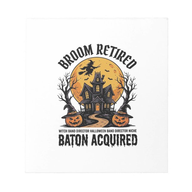 Bloco De Notas Diretor de Banda de Halloween Bruxa Casa Assombrad (Frente)