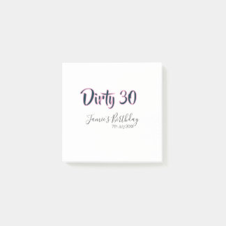 Bloco De Notas Dirty 30 happy birthday name date pink gray callig