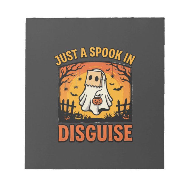 Bloco De Notas Disfarce de Fantasma de Halloween (Frente)