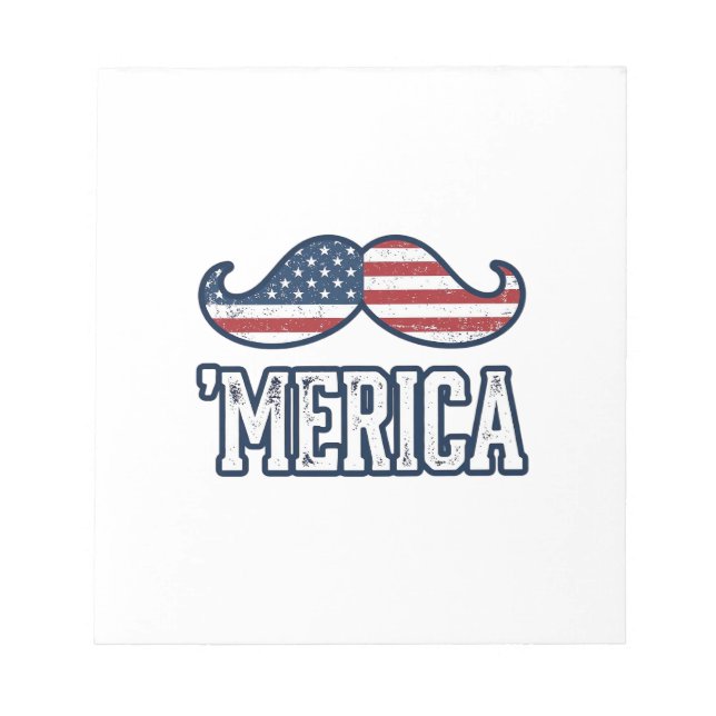 Bloco De Notas Distressed America Mustache Patriotic Vector Desig (Frente)