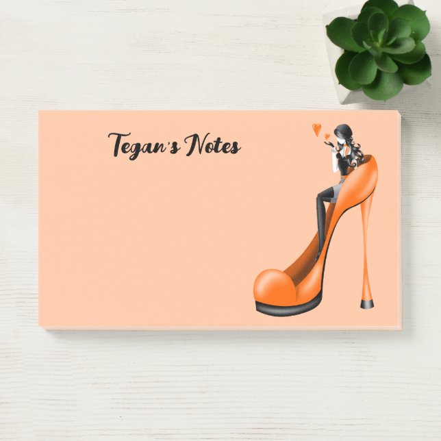 Bloco De Notas Diva da Moda Custom em Laranja Stiletto (Escritótio)