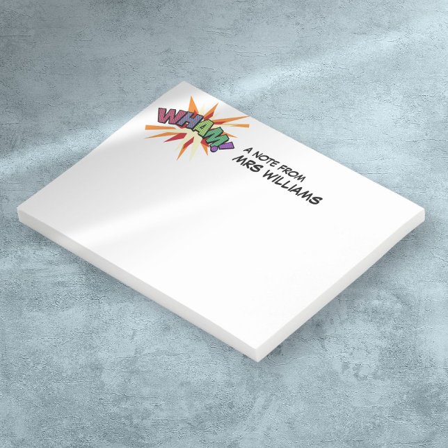 Bloco De Notas Diversão Personalizada Cômica Moderna WHAM (Personalized Fun Modern Comic Book WHAM Post-it Notes)