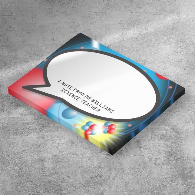 Bloco De Notas Dividindo O Professor De Ciência Da Bolha Atom (Splitting The Atom Speech Bubble Science Teacher Post-it Notes)