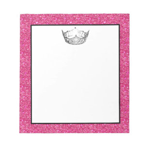 Bloco de notas do brilho do rosa da coroa da