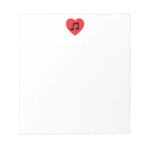 Bloco de notas do coração da nota da música