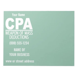 Bloco de notas do costume de CPA