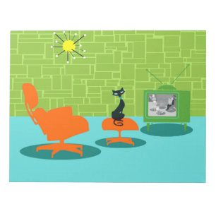 Bloco de Notas do Gato da Era Espacial Retro