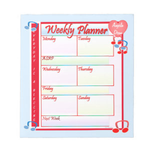 Bloco de Notas do Melody Weekly Planner Personaliz