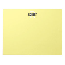 Bloco de notas do nome do monograma amarelo modern