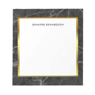 Bloco de notas do nome do monograma branco preto m