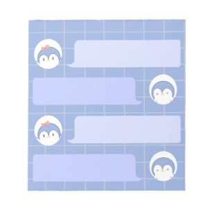 Bloco de Notas do Pingüim Azul Fofo Grade Minima