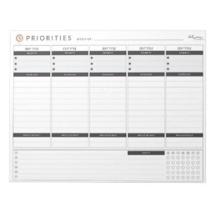Bloco de Notas do Planejador de Prioridades Semana