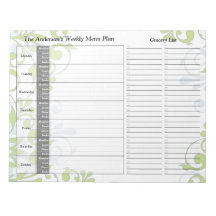 Bloco de Notas do Plano de Menu Personalizado Sema