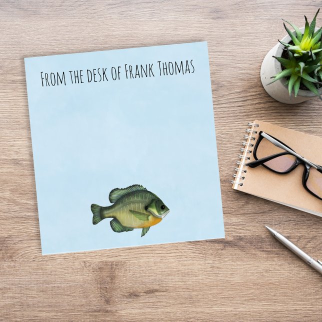 Bloco De Notas Do Serviço De Pesca Personalizado (Fisherman watercolor Sunfish fish custom notepad )