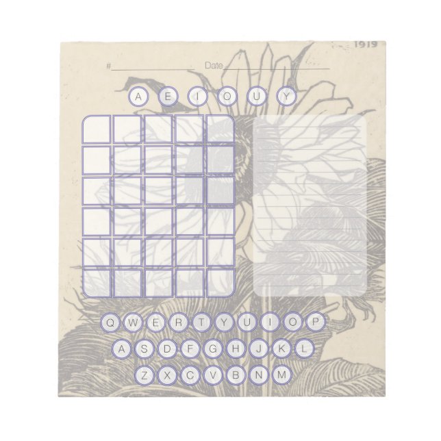 Bloco de notas do Wordle Scratch - Girassol (Frente)