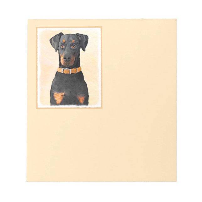 Bloco De Notas Doberman Pinscher Pintura Original Descortada (Frente)