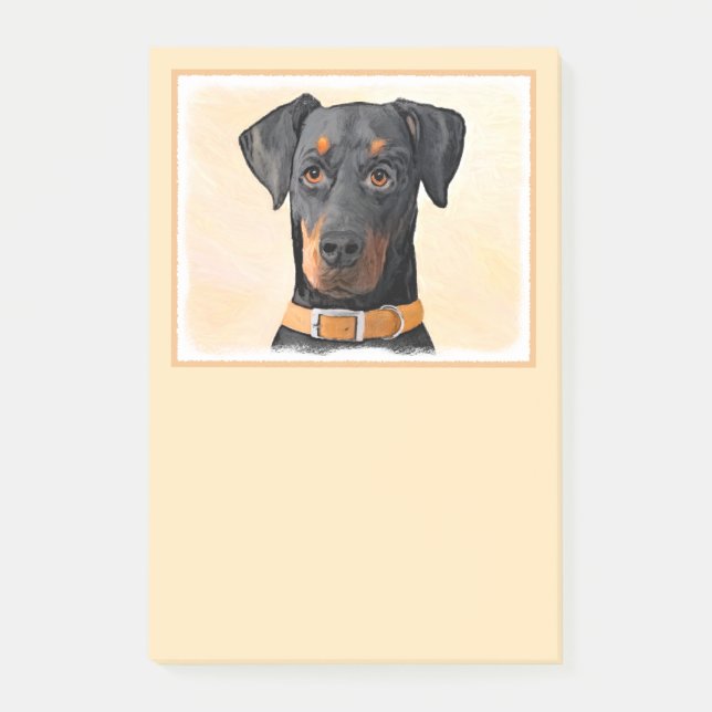 Bloco De Notas Doberman Pinscher Pintura Original Descortada (Frente)