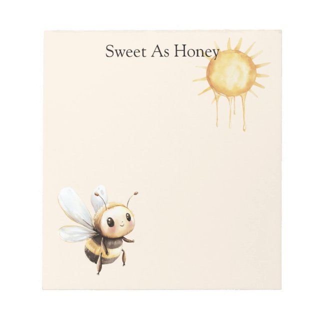 Bloco De Notas Doce Como O Sol Abelha Feliz Fofa (Frente)