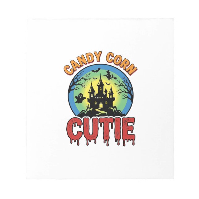 Bloco De Notas Doce Cute de Milho Design de Castelo de Halloween  (Frente)