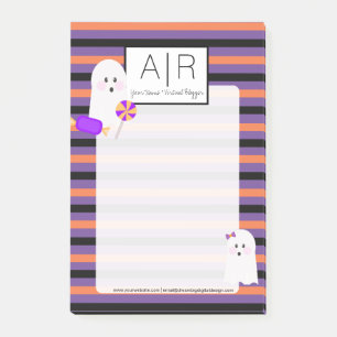 Bloco De Notas Doce Doces de Halloween Fantasma e Listras
