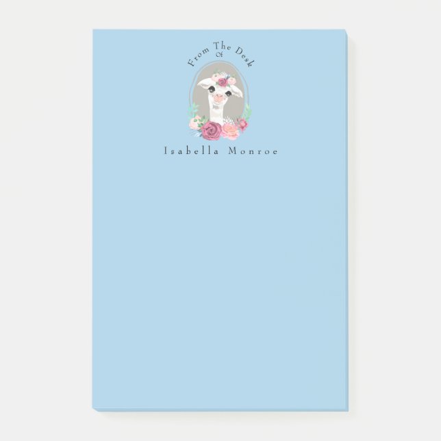 Bloco De Notas Doce Senhora Llama com Rosas (Frente)