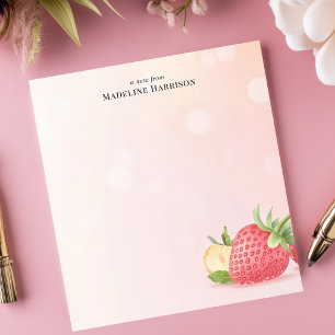 Bloco De Notas Doce Verão de Morango Fruta Nome Personalizado