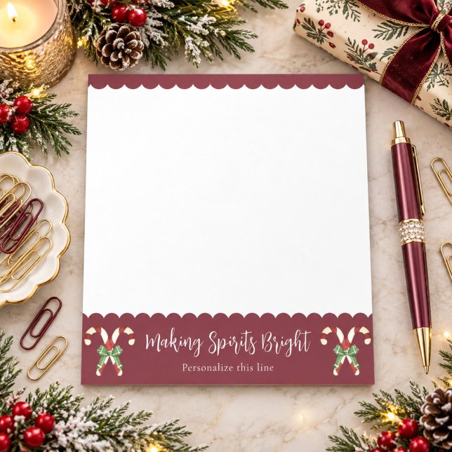 Bloco De Notas Doces Canas Vermelhas Festivas Personalizadas (Red Candy Cane Festive Personalized Notepad)