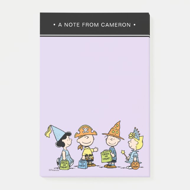 Bloco De Notas Doces ou Travessuras de Halloween dos Peanuts (Frente)