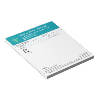 Bloco De Notas Doctor Prescription Medical RX Pad – Medical Teal