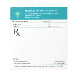 Bloco De Notas Doctor Prescription Medical RX Pad – Medical Teal