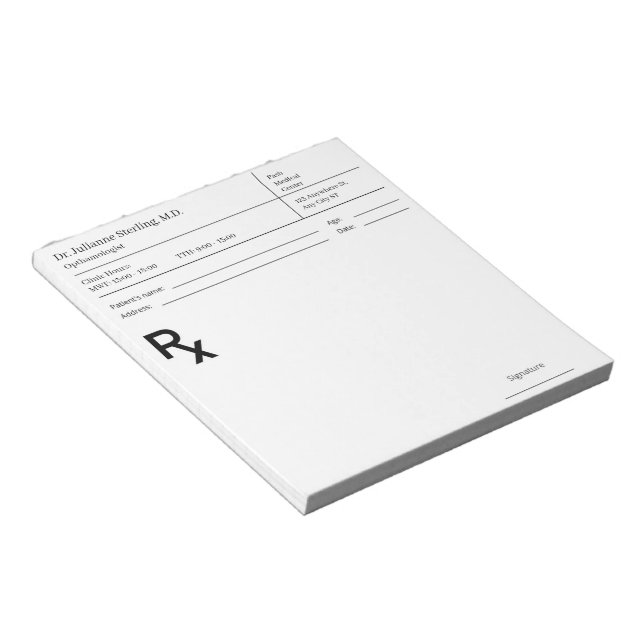 Bloco De Notas Doctor Prescription Notepad – Editable Doctor RX (Inclinado)