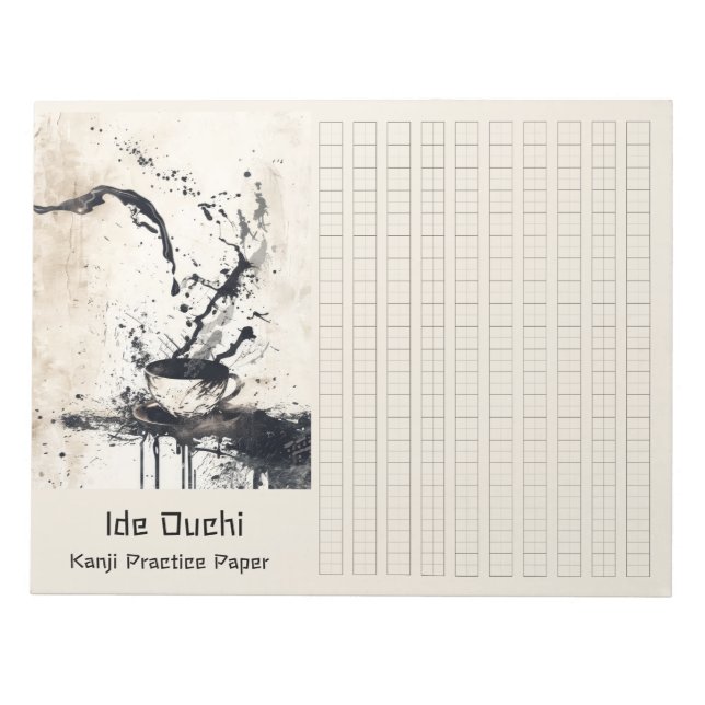 Bloco De Notas Documento de Prática Kanji, Art, Café, Escoteiro A (Frente)