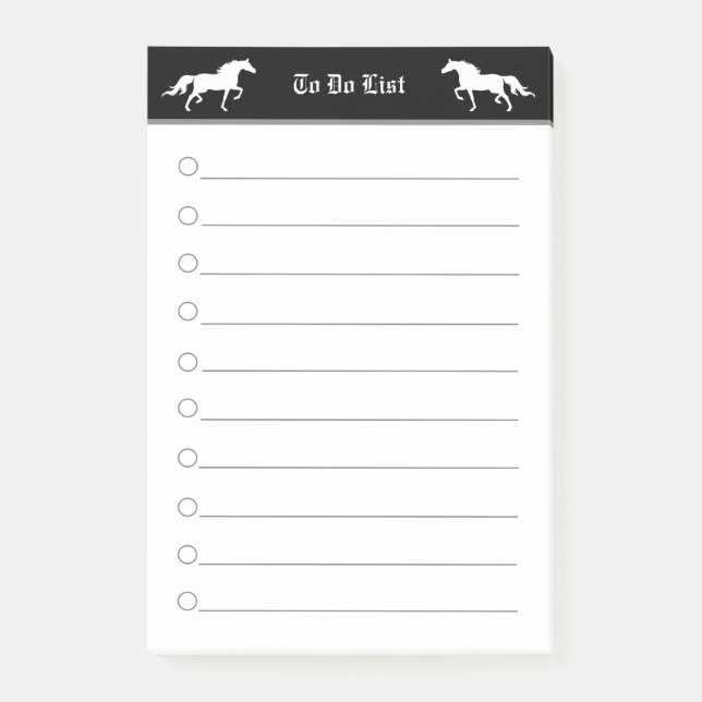 Bloco De Notas Dois cavalos modernos e elegantes em preto e branc (Frente)