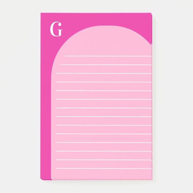 Bloco De Notas Dois matizes de arco de linhagem rosa monogramados (Frente)