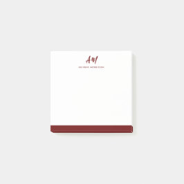 Bloco De Notas Dois Monogramas Maroon Red Casual Nome