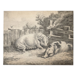 Bloco De Notas Dois porcos deitados com palha numa Caneta ao ar l