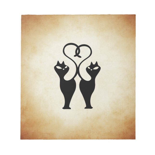 Bloco De Notas Dois Silhuetas de Gatos (Frente)