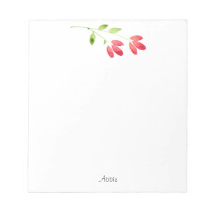Bloco De Notas Dois Sistemas de Flor de Aquarela Vermelha