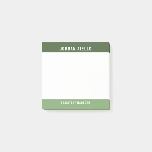 Bloco De Notas Dois tons de nome e título verdes (Frente)