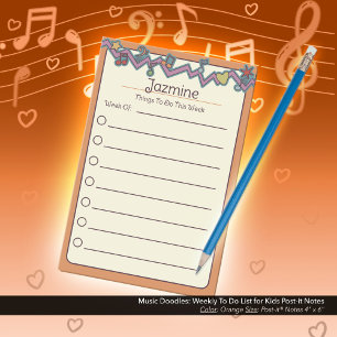 Bloco De Notas Doodle Musicais: Lista Semanal de Tarefas para Cri