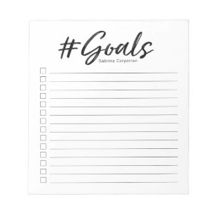 Bloco de notas dos objetivos com caixas de seleç