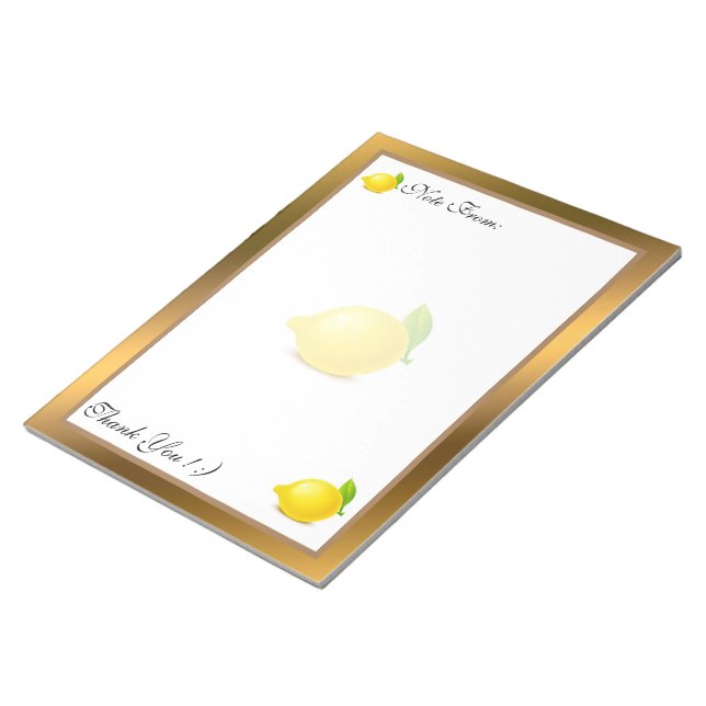 Bloco De Notas Dourada Fruta moderna adicione seu texto (Inclinado)