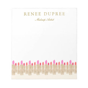 Bloco De Notas Dourada Sequin Lipstick Makeup Artista Beauty Salo