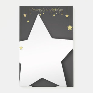 Bloco De Notas Douradas Estrelas de Natal Feliz