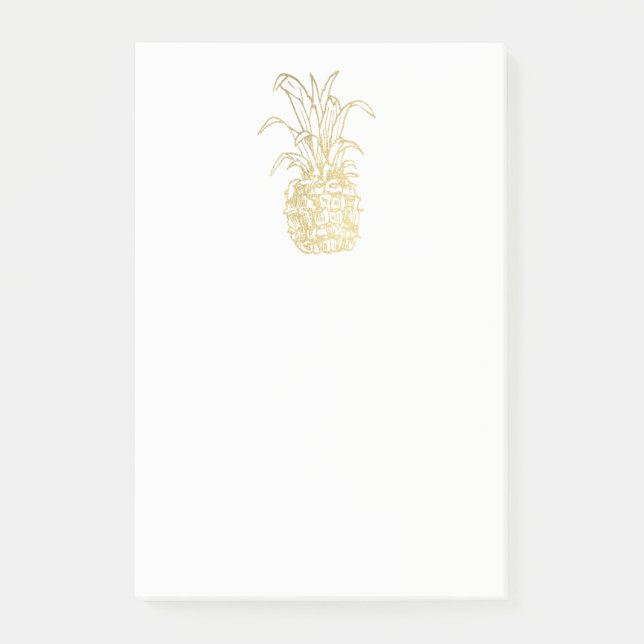 Bloco De Notas Dourado Abacaxi Dourado Falso Folha Elegante Perso (Frente)