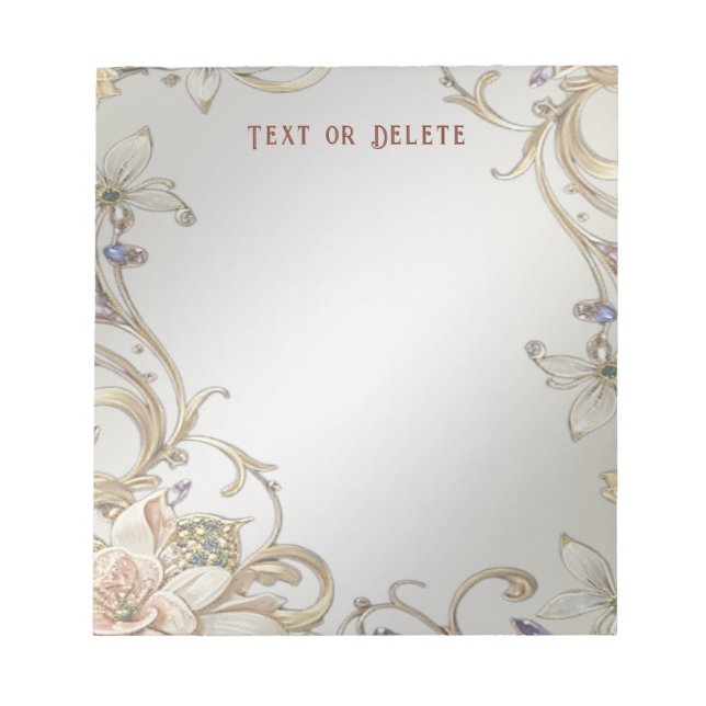 Bloco de notas Dourado branco (Frente)