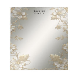 Bloco de notas Dourado branco Floral