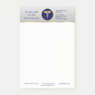 Bloco De Notas Dourado Caduco Médico Profissional Azul
