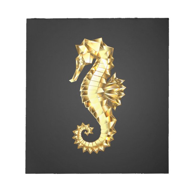 Bloco De Notas Dourado Cavalo de Mar Poligonal (Frente)